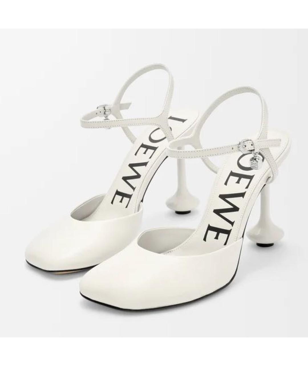 LOEWE Белые кожаные босоножки, фото 3