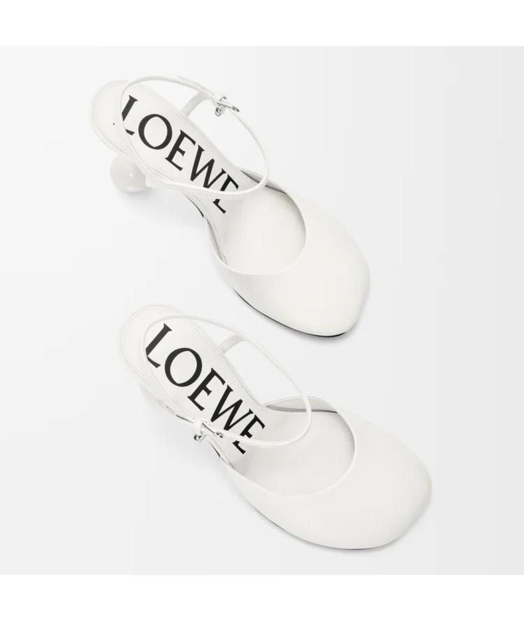 LOEWE Белые кожаные босоножки, фото 4