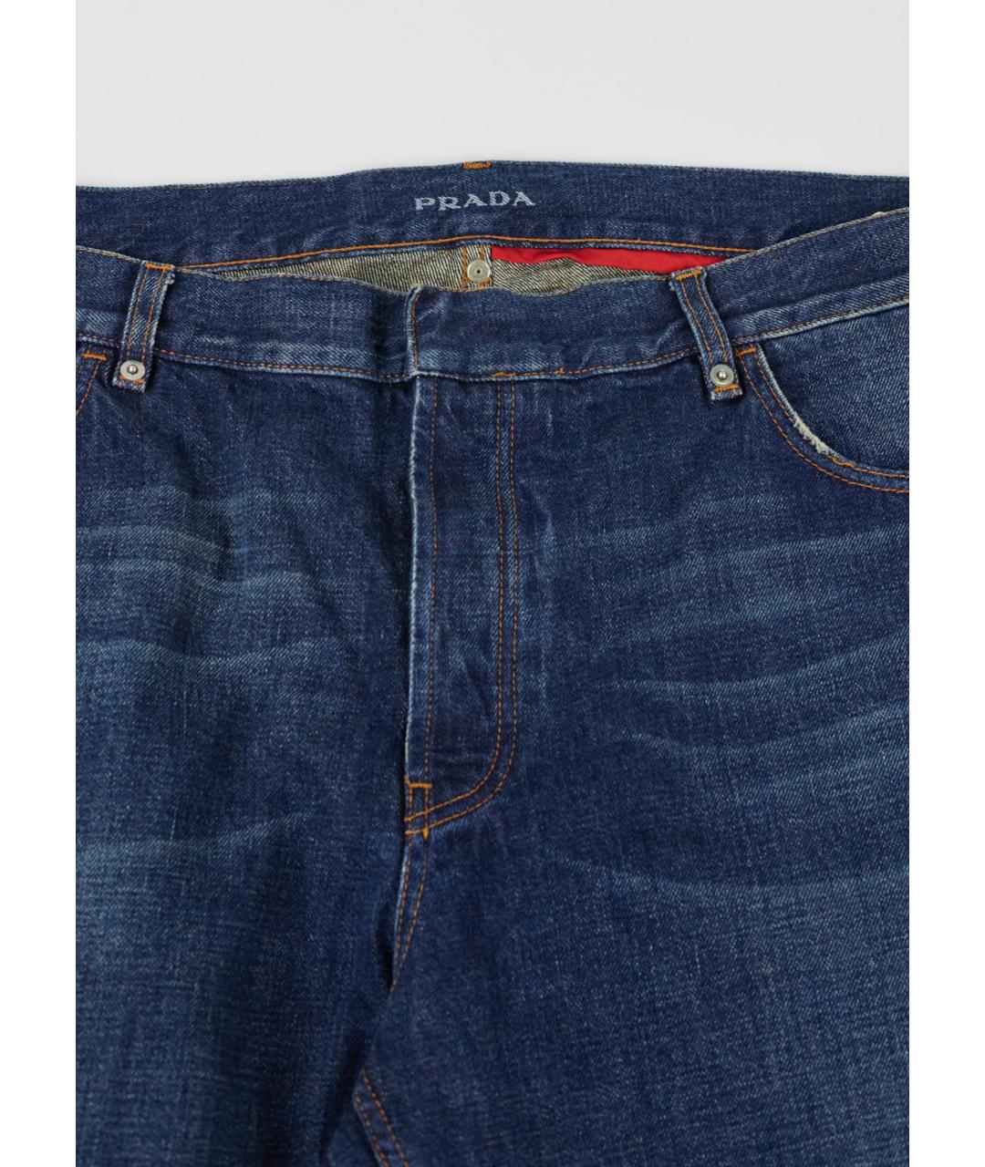 PRADA Синие хлопковые прямые джинсы, фото 3