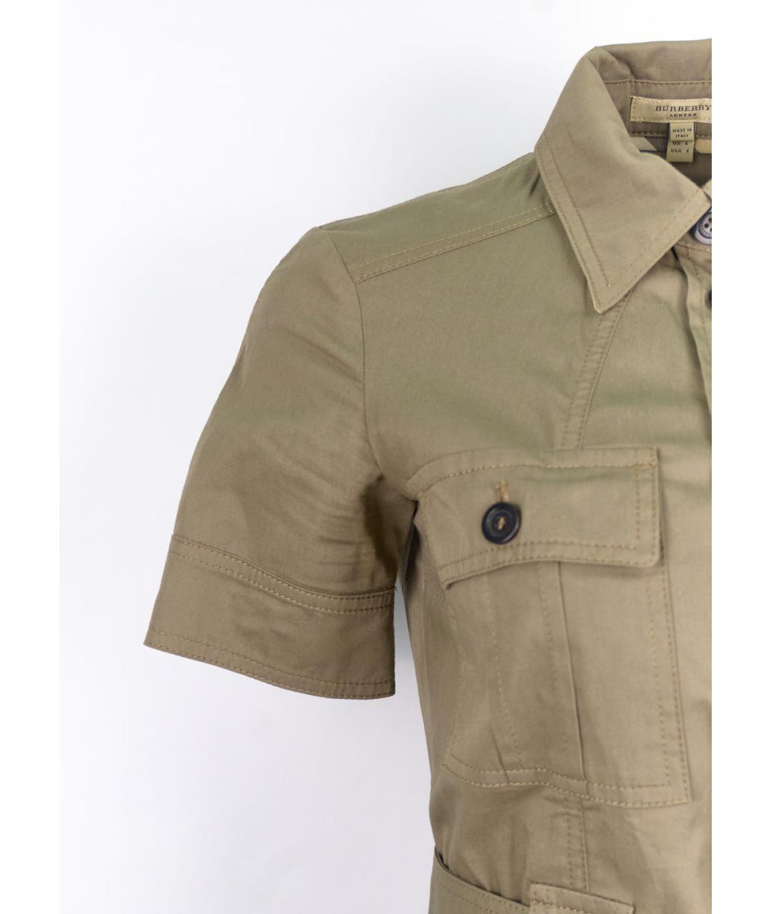 BURBERRY Хаки хлопко-эластановое повседневное платье, фото 5