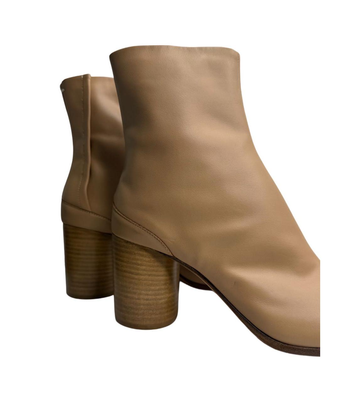 MAISON MARGIELA Бежевые кожаные ботильоны, фото 6