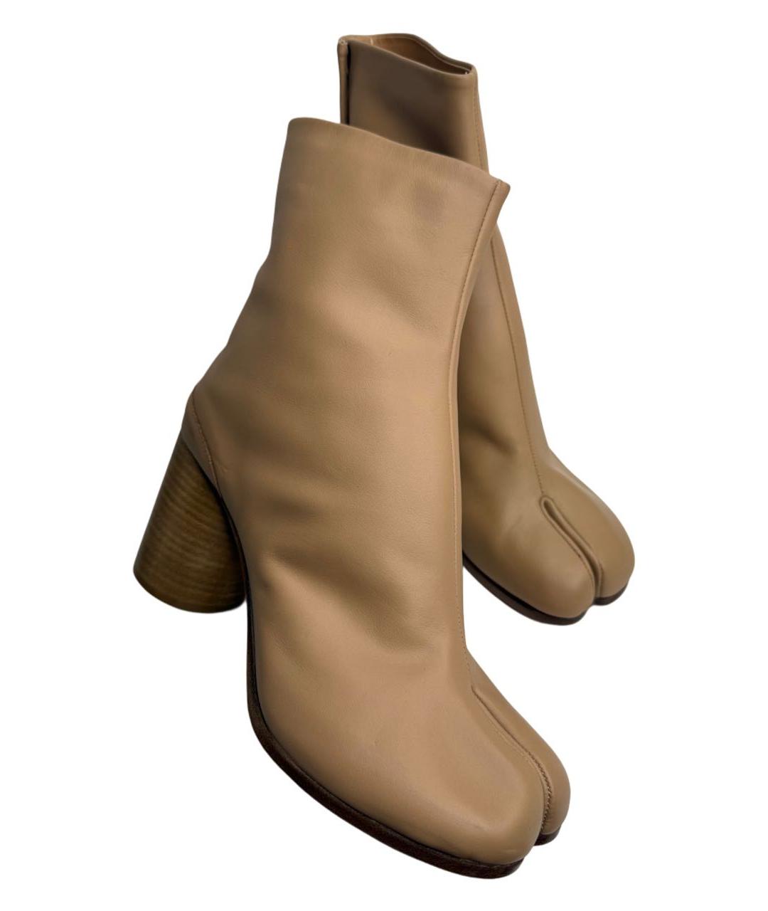 MAISON MARGIELA Бежевые кожаные ботильоны, фото 3
