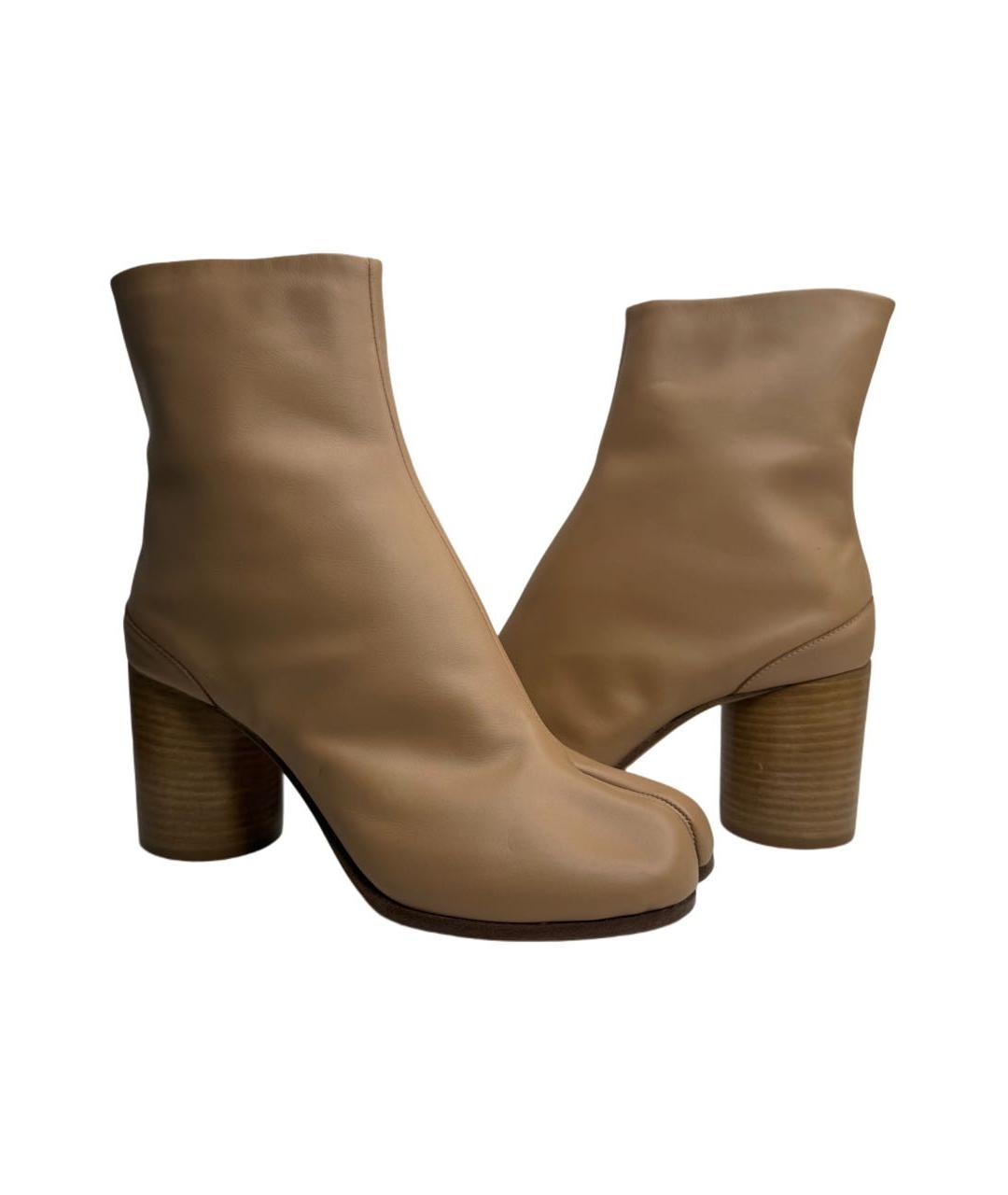 MAISON MARGIELA Бежевые кожаные ботильоны, фото 4