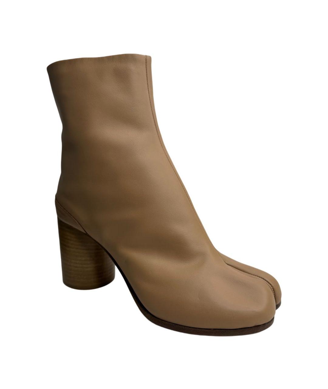 MAISON MARGIELA Бежевые кожаные ботильоны, фото 9