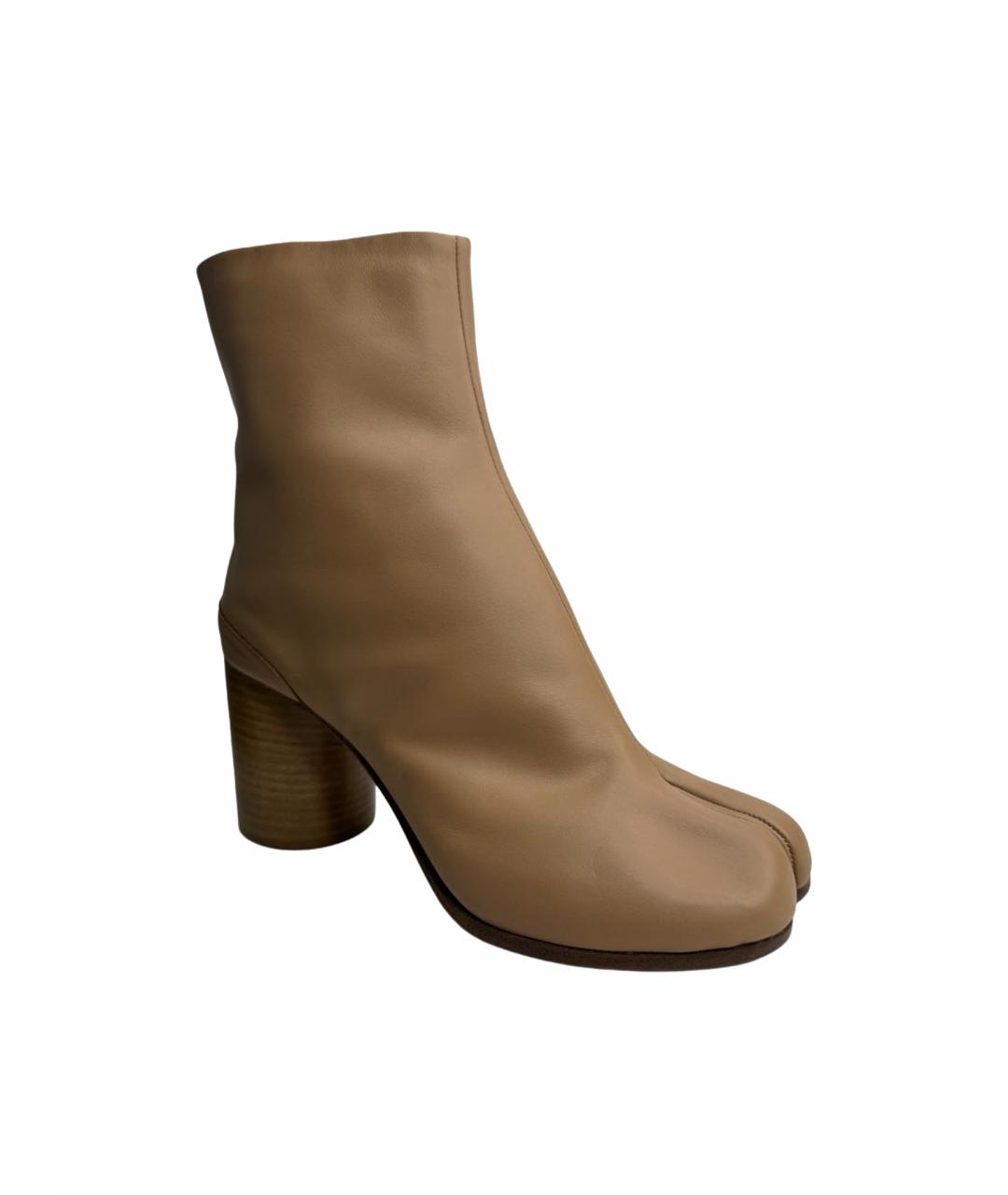 MAISON MARGIELA Бежевые кожаные ботильоны, фото 1