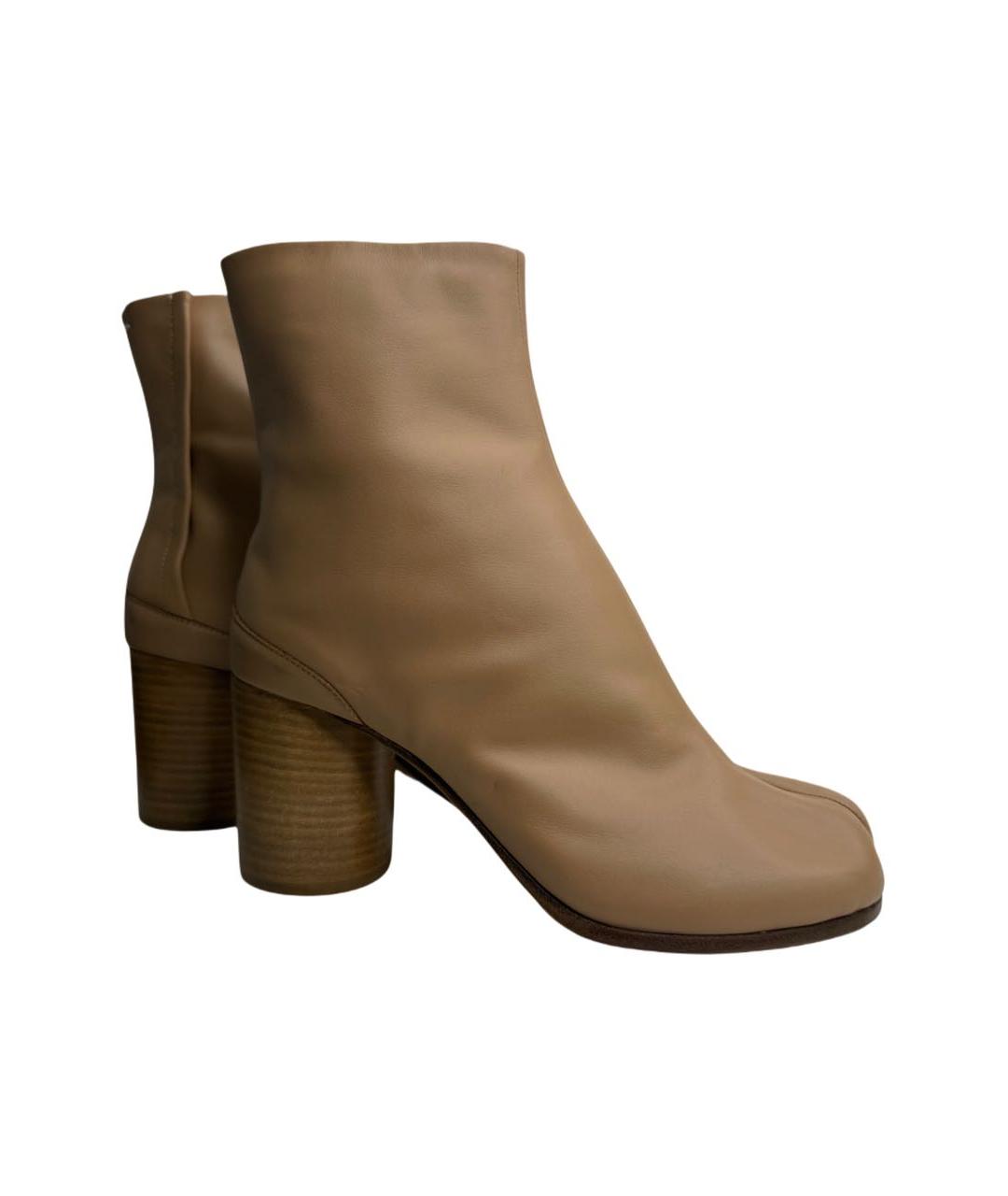MAISON MARGIELA Бежевые кожаные ботильоны, фото 2