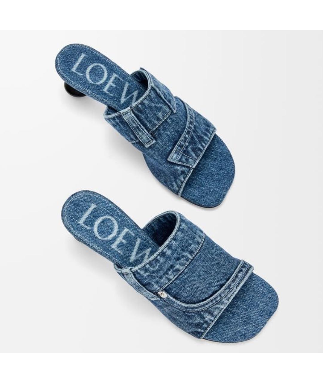 LOEWE Синие текстильные мюли, фото 4