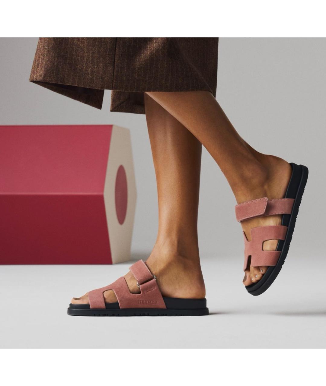 HERMES Желтые замшевые сандалии, фото 6