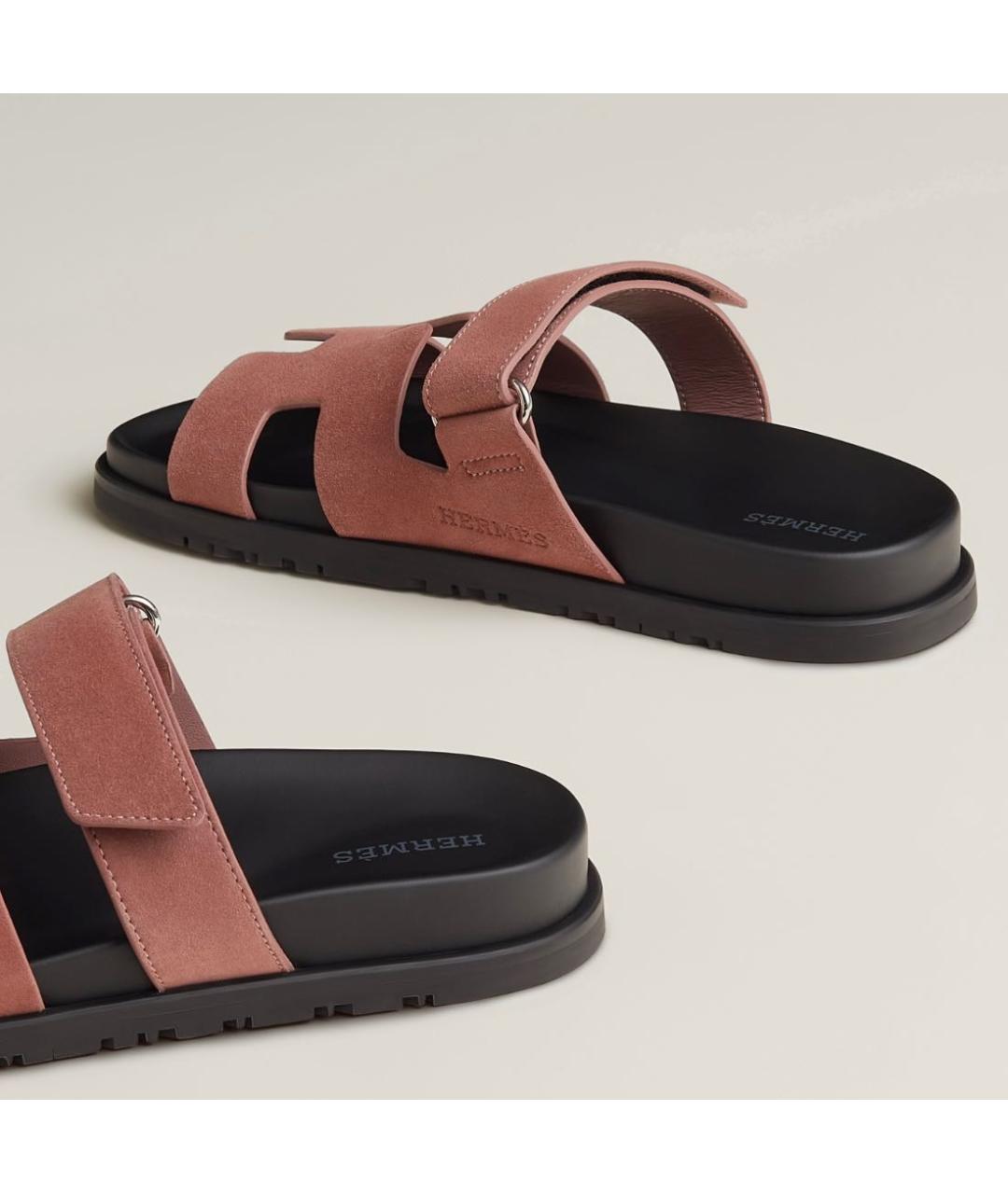 HERMES Желтые замшевые сандалии, фото 5