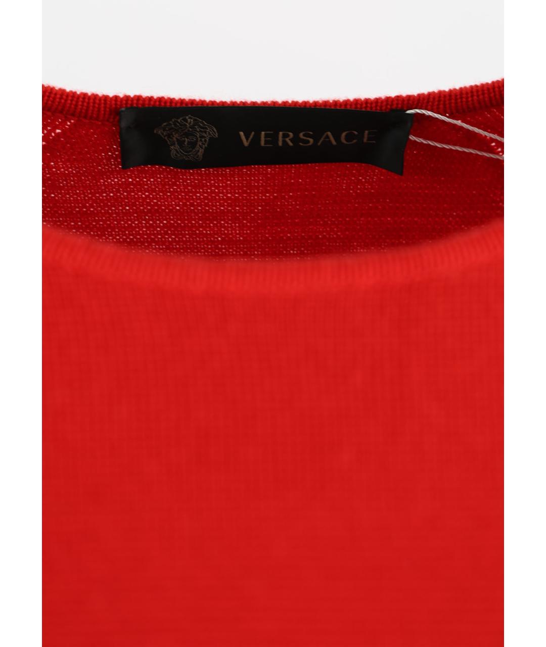 VERSACE Красное шерстяное повседневное платье, фото 3