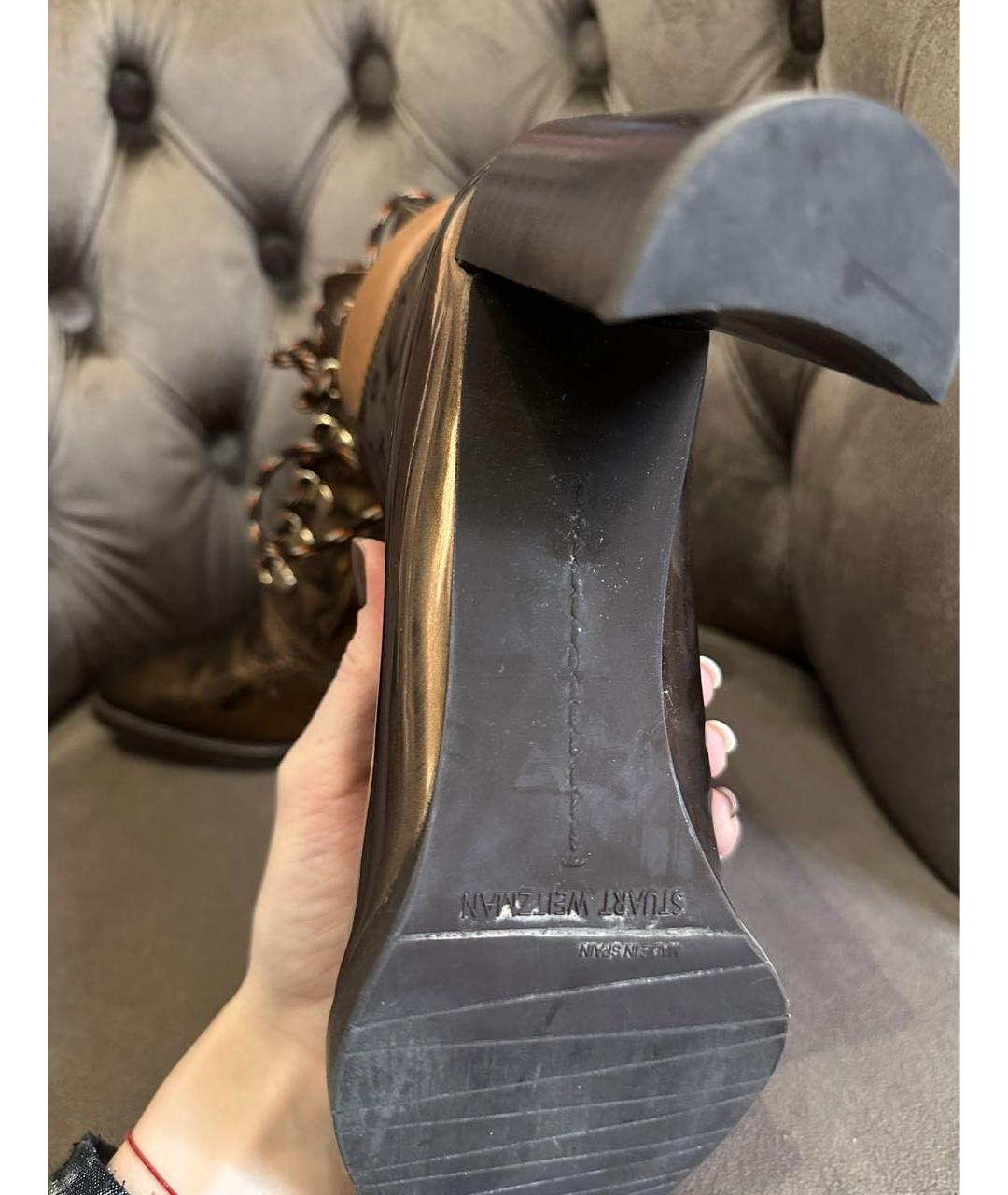 STUART WEITZMAN Золотые ботильоны, фото 4