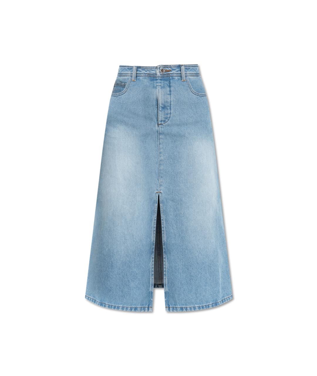 A.P.C. Голубая хлопковая юбка миди, фото 1
