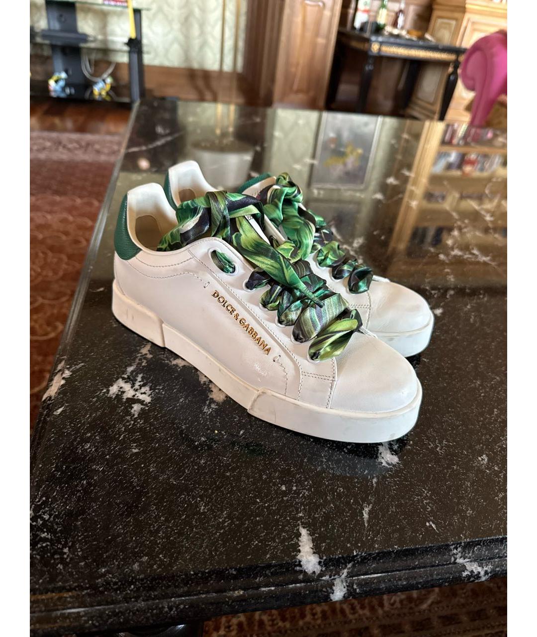 DOLCE&GABBANA Белые кожаные кеды, фото 5