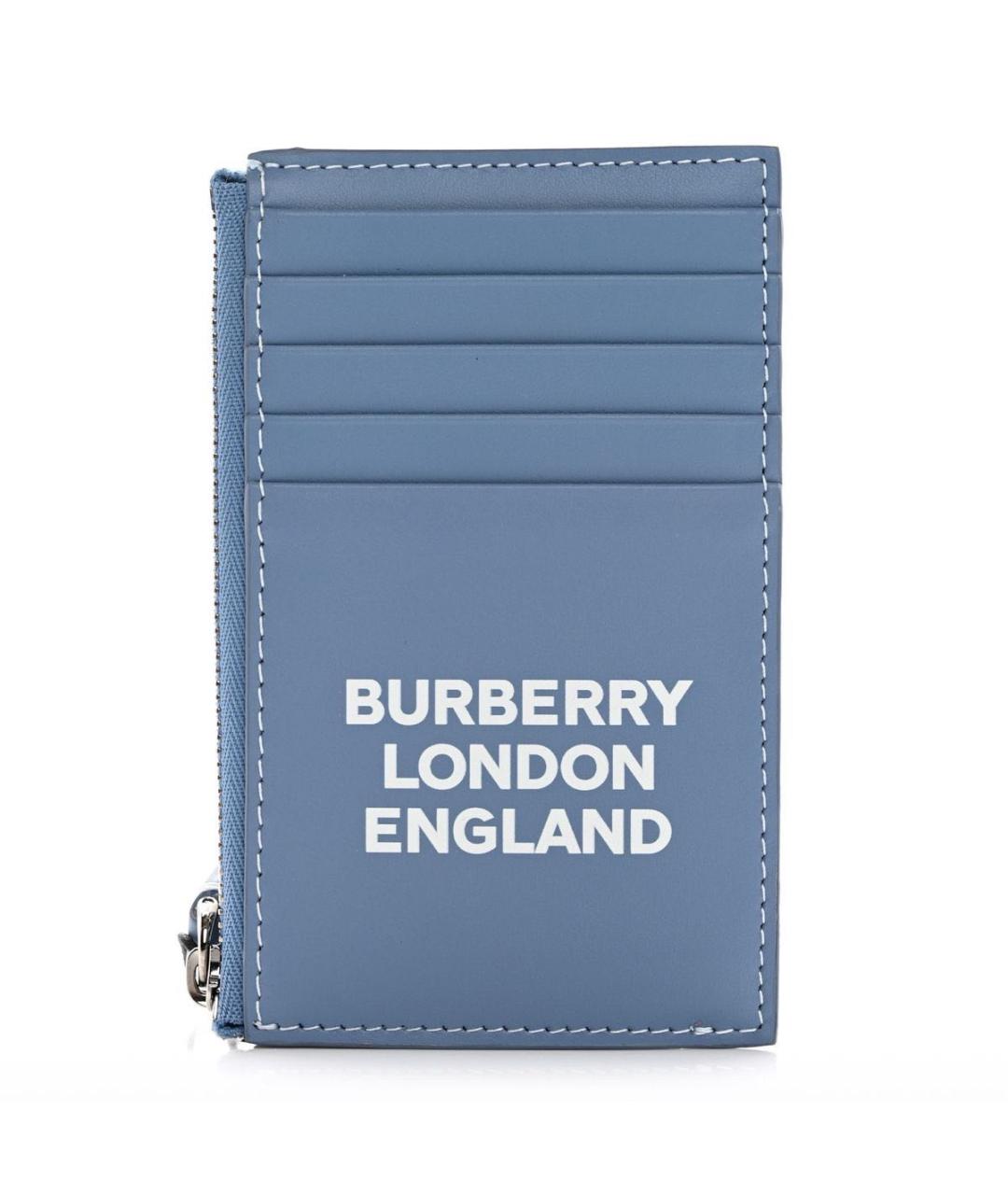 BURBERRY Голубой кожаный кардхолдер, фото 1