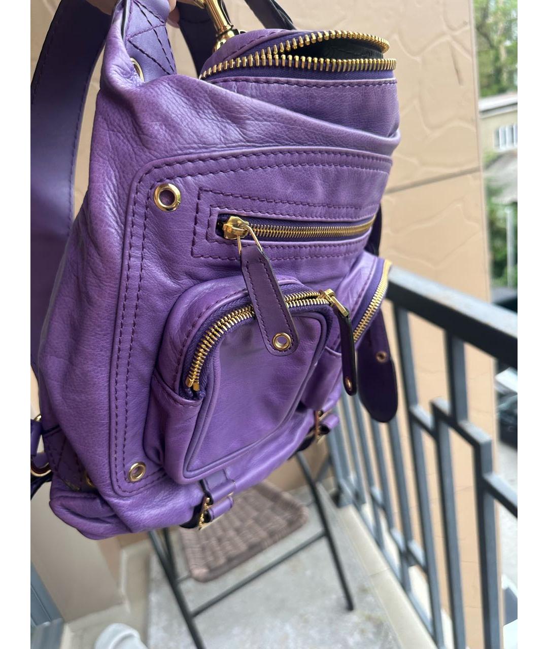 GUCCI Фиолетовый кожаный рюкзак, фото 2