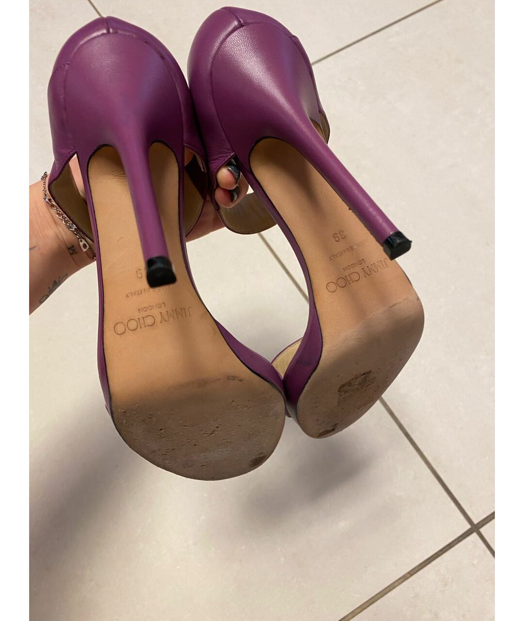 JIMMY CHOO Фиолетовые кожаные туфли, фото 6