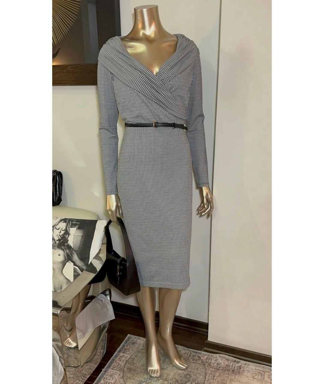 MAX MARA Серое хлопко-эластановое повседневное платье, фото 5
