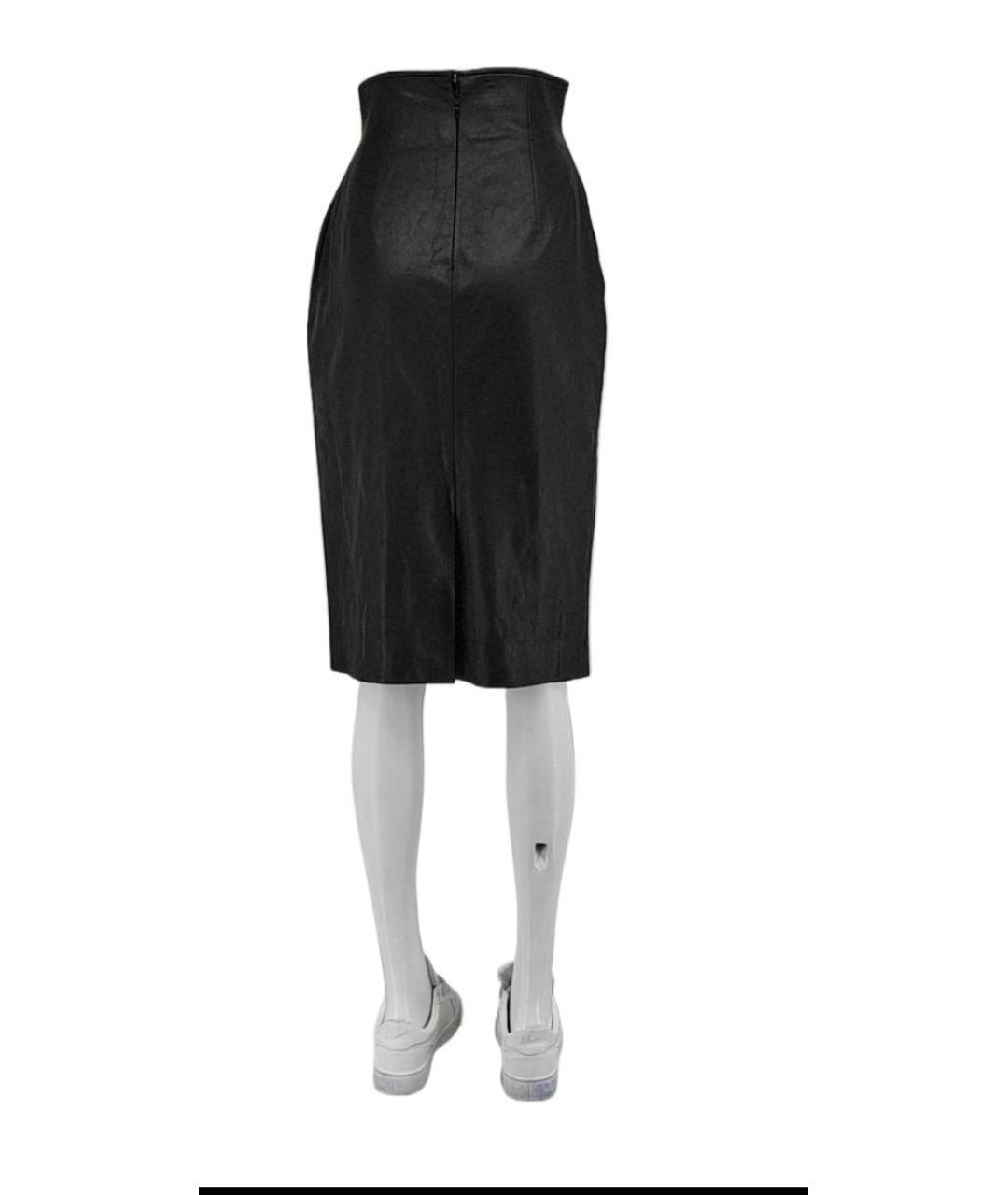 CHRISTIAN DIOR Черная кожаная юбка миди, фото 2