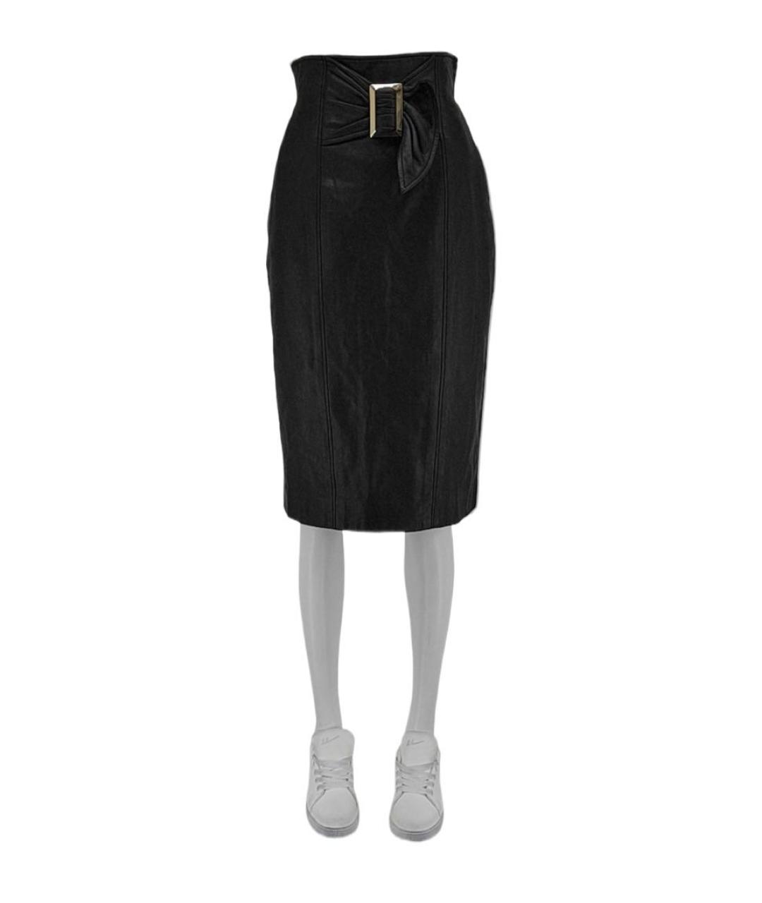 CHRISTIAN DIOR Черная кожаная юбка миди, фото 5