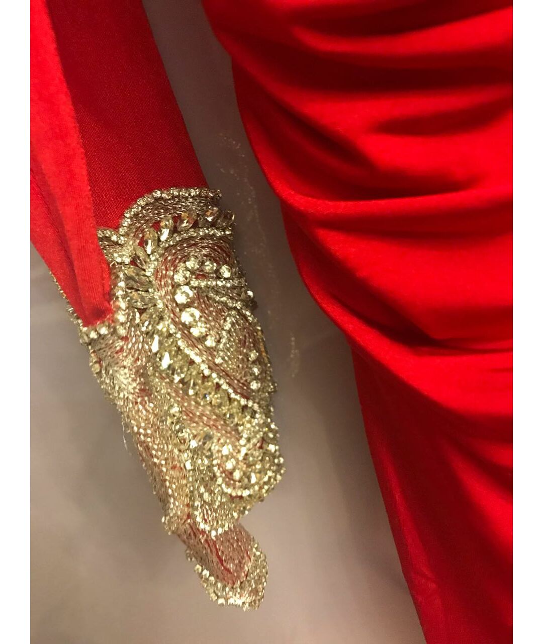 TARIK EDIZ Красное полиэстеровое вечернее платье, фото 6