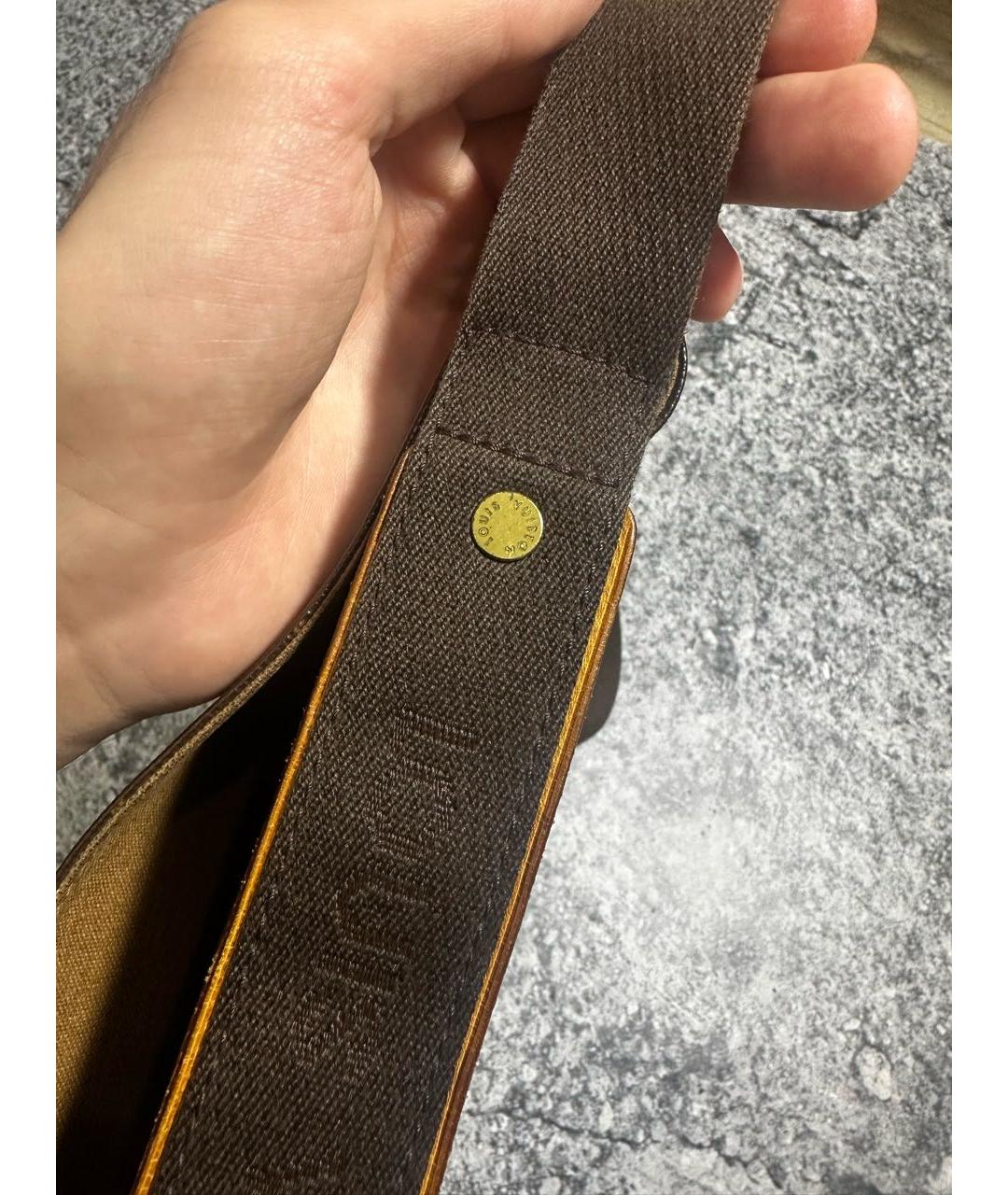 LOUIS VUITTON Коричневая кожаная сумка на плечо, фото 7