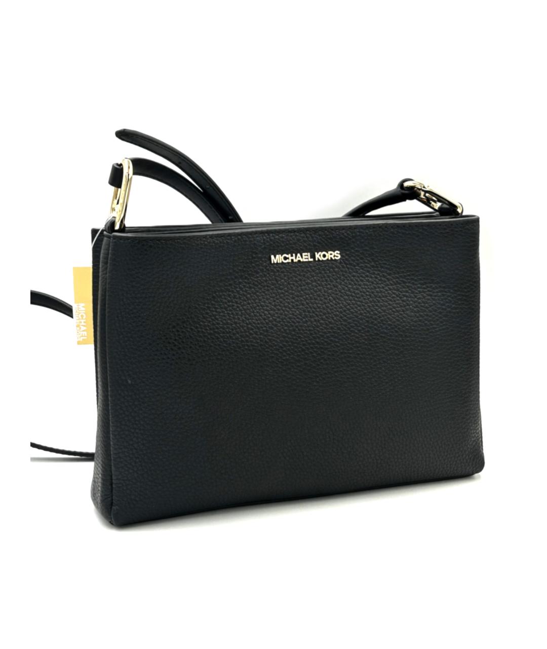 MICHAEL KORS Черная кожаная сумка через плечо, фото 2