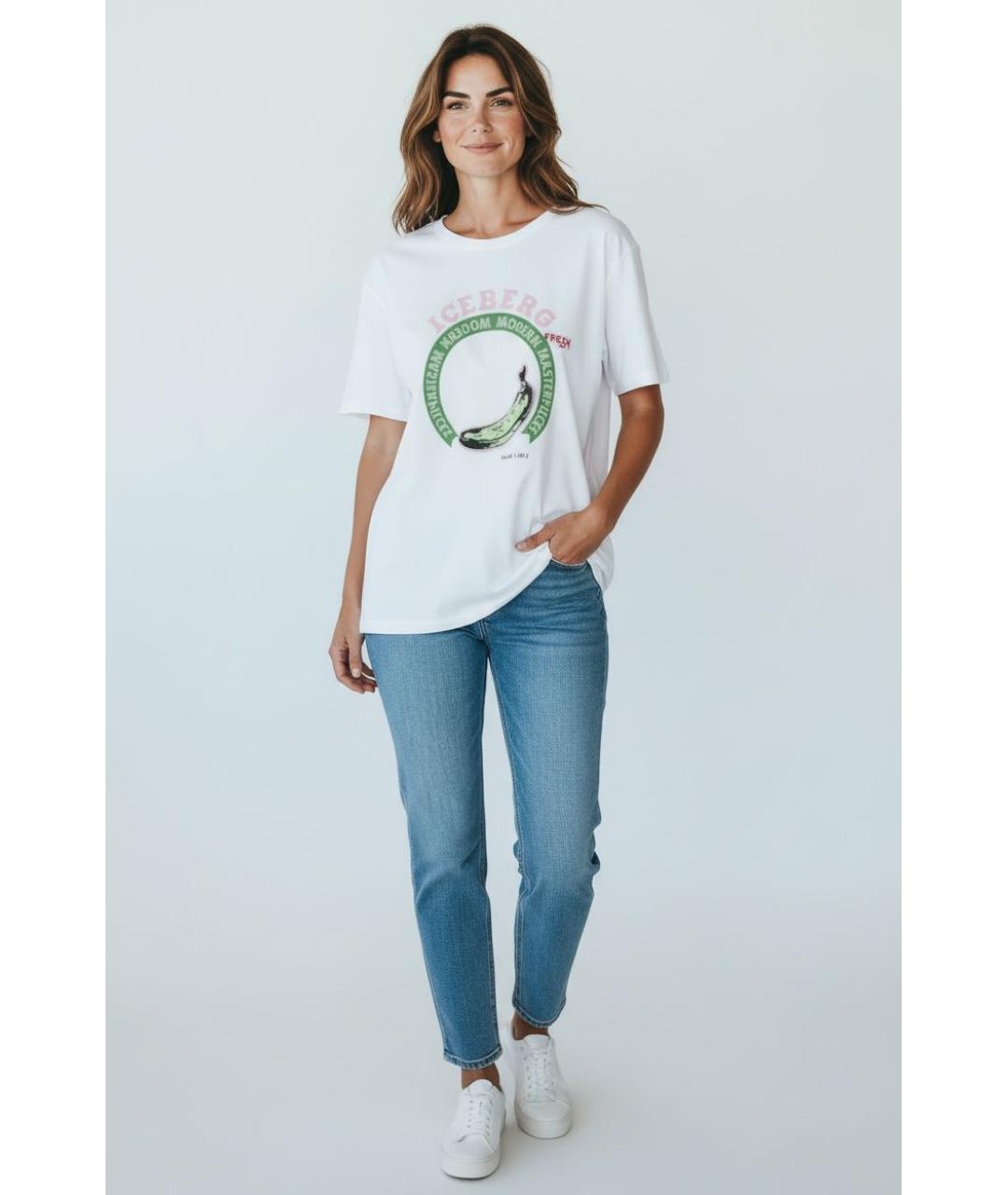 ICEBERG Белая хлопковая футболка, фото 7
