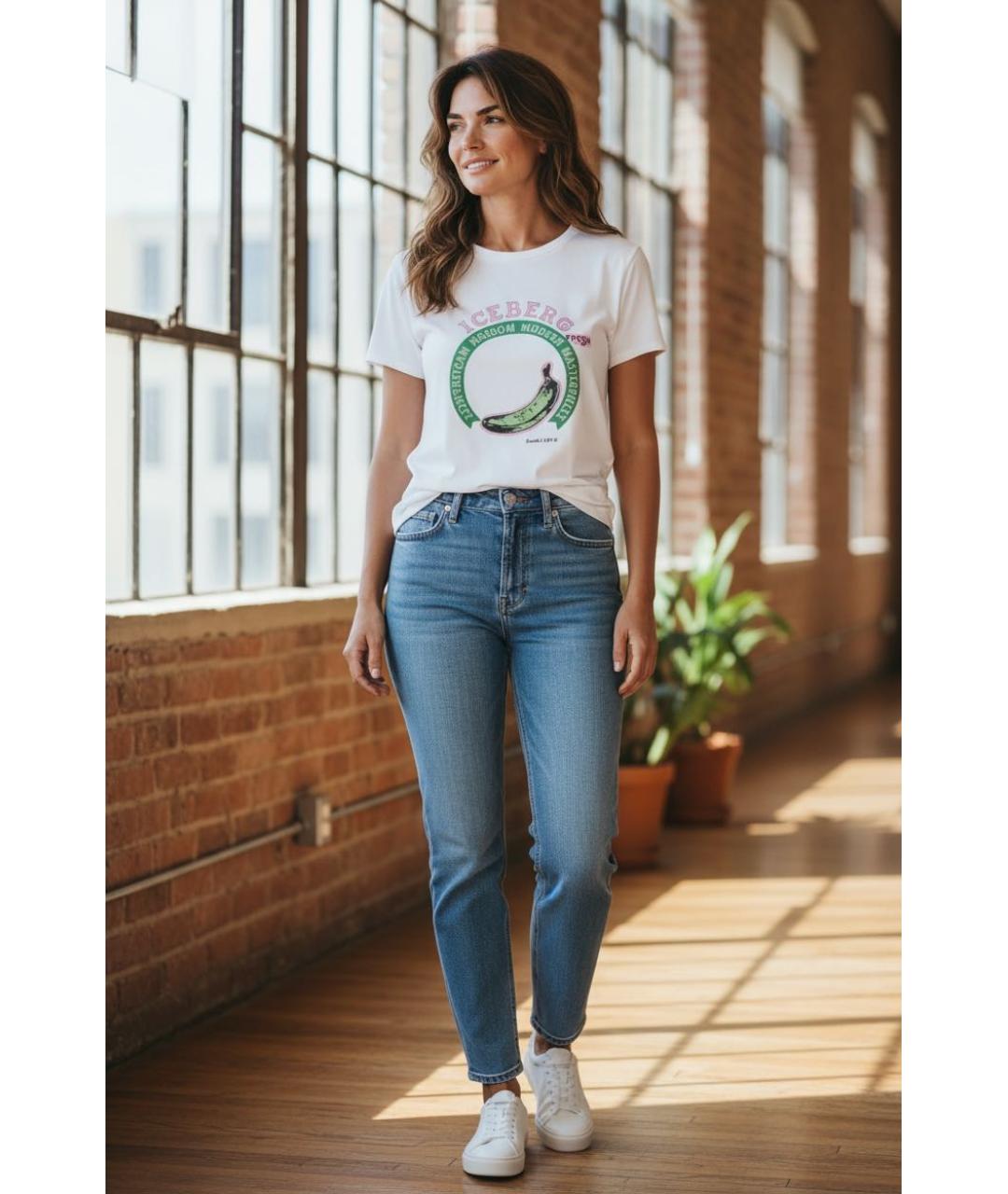 ICEBERG Белая хлопковая футболка, фото 2