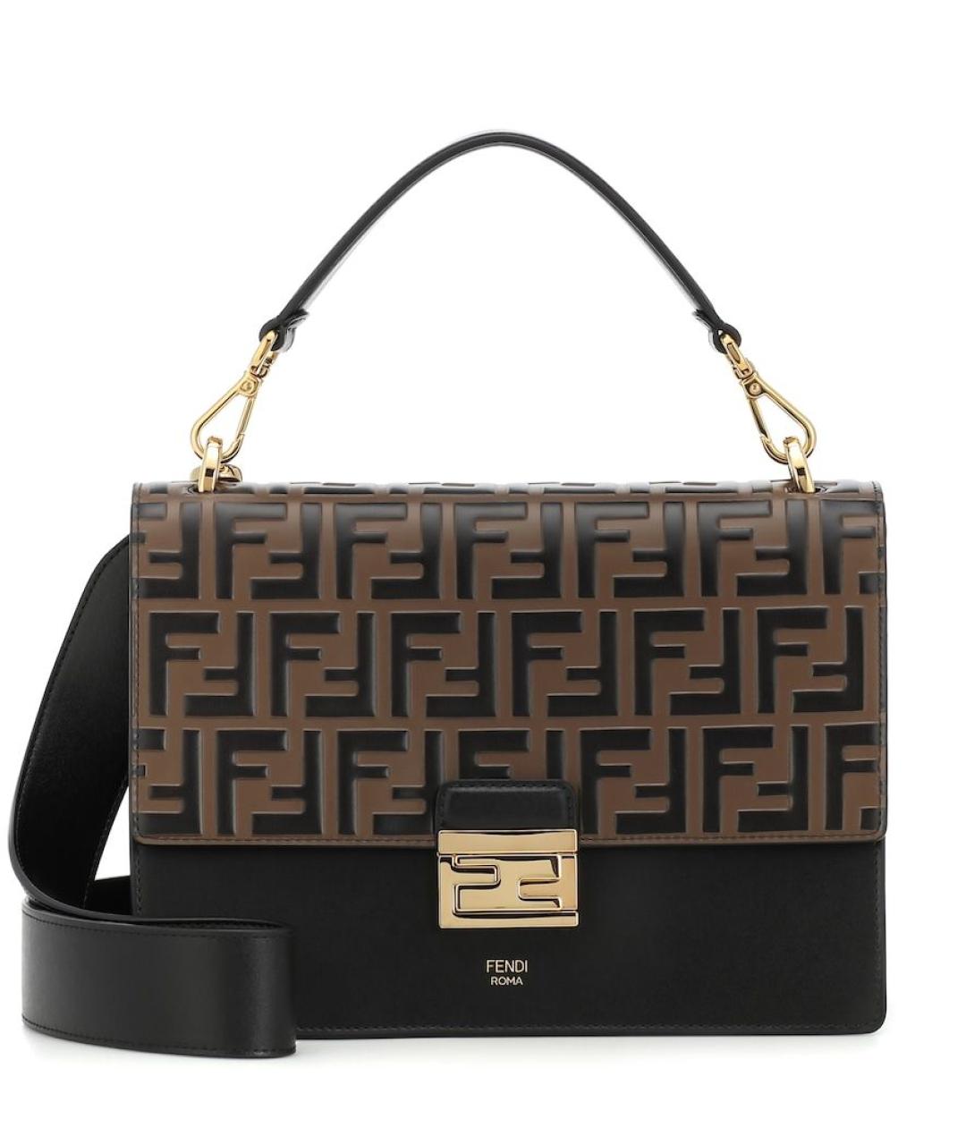 FENDI Коричневая кожаная сумка с короткими ручками, фото 1