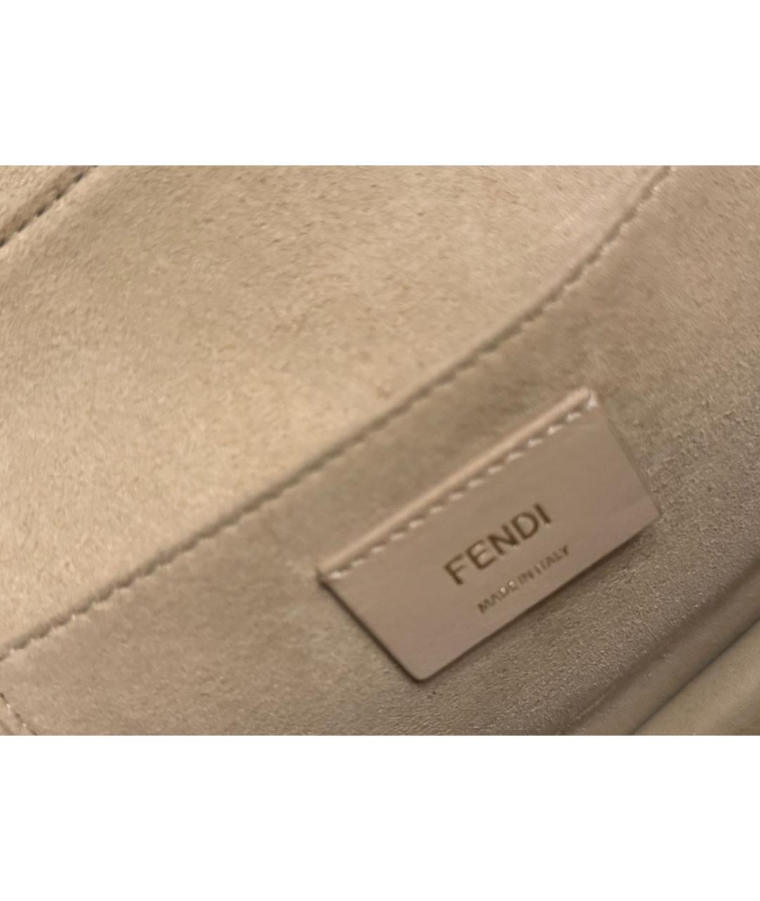 FENDI Коричневая кожаная сумка с короткими ручками, фото 3
