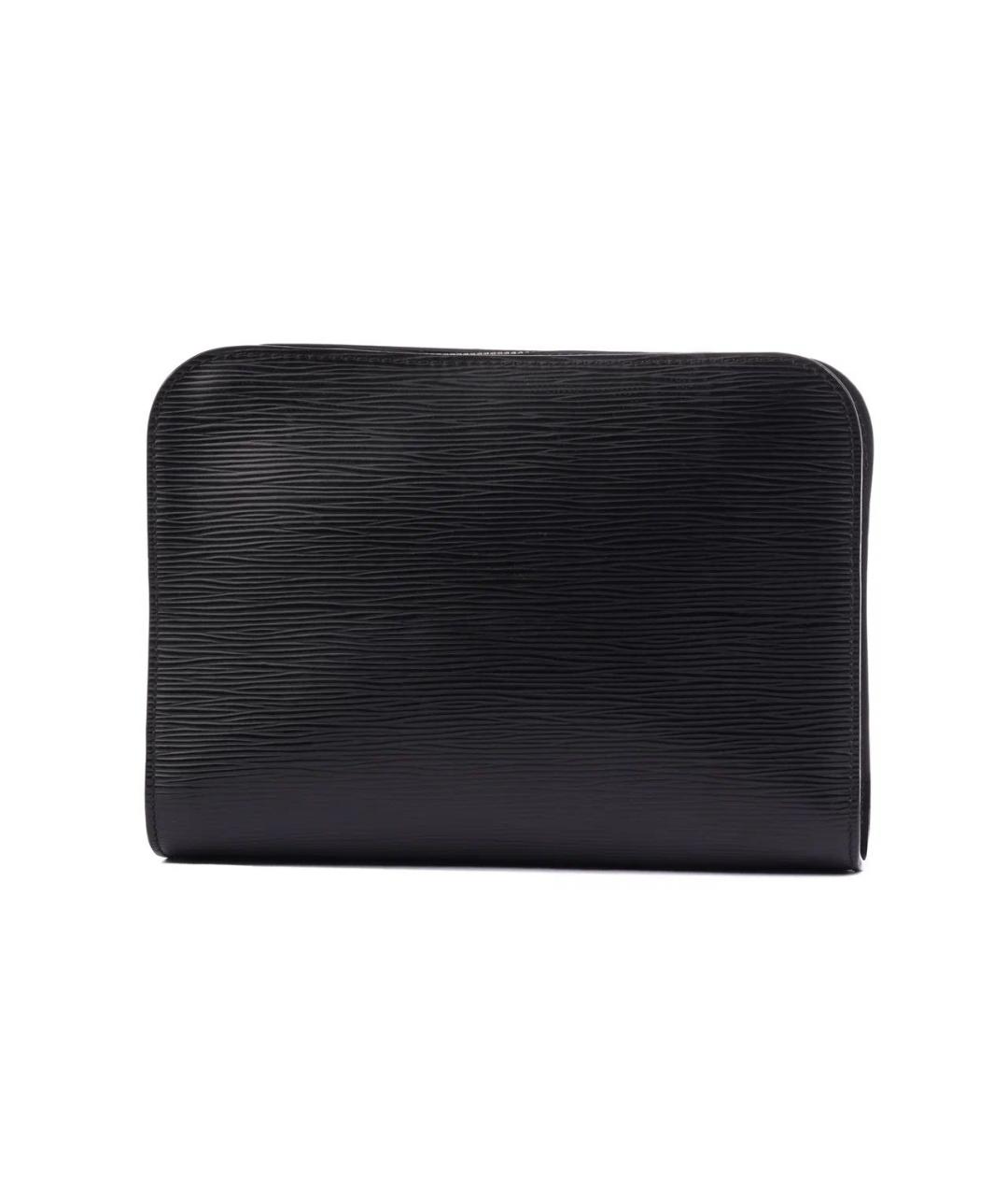 LOUIS VUITTON Черная кожаная барсетка, фото 2