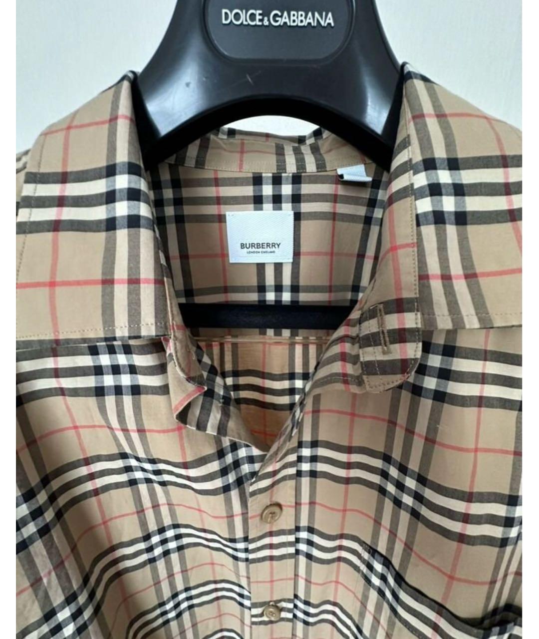 BURBERRY Коричневая хлопковая кэжуал рубашка, фото 3