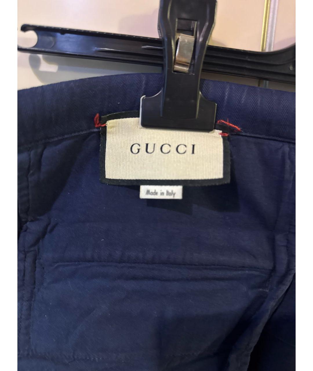 GUCCI Синие хлопковые повседневные брюки, фото 4