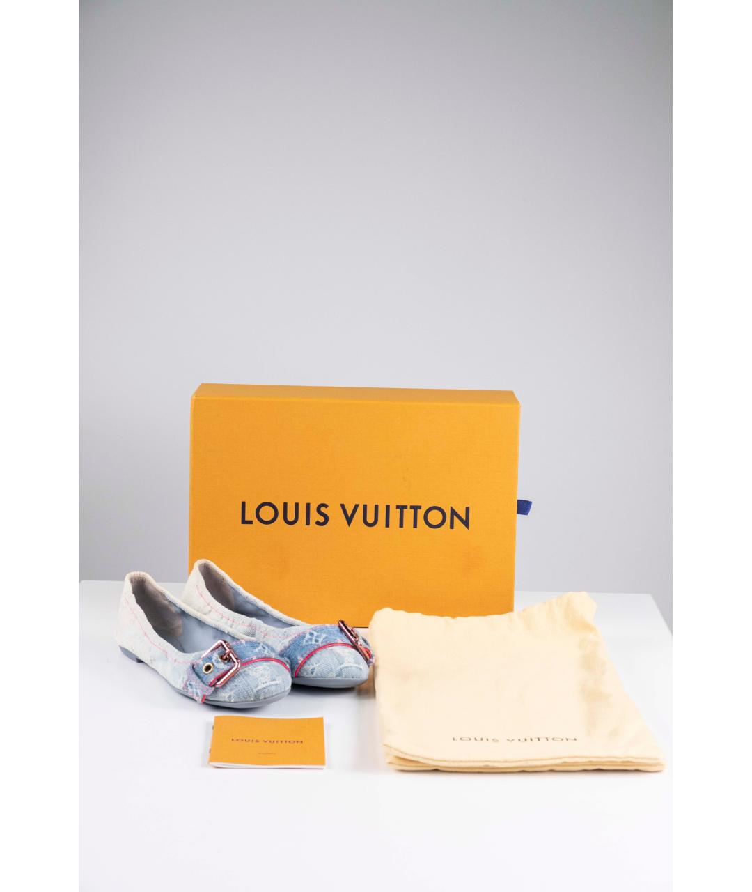 LOUIS VUITTON Голубые текстильные балетки, фото 5