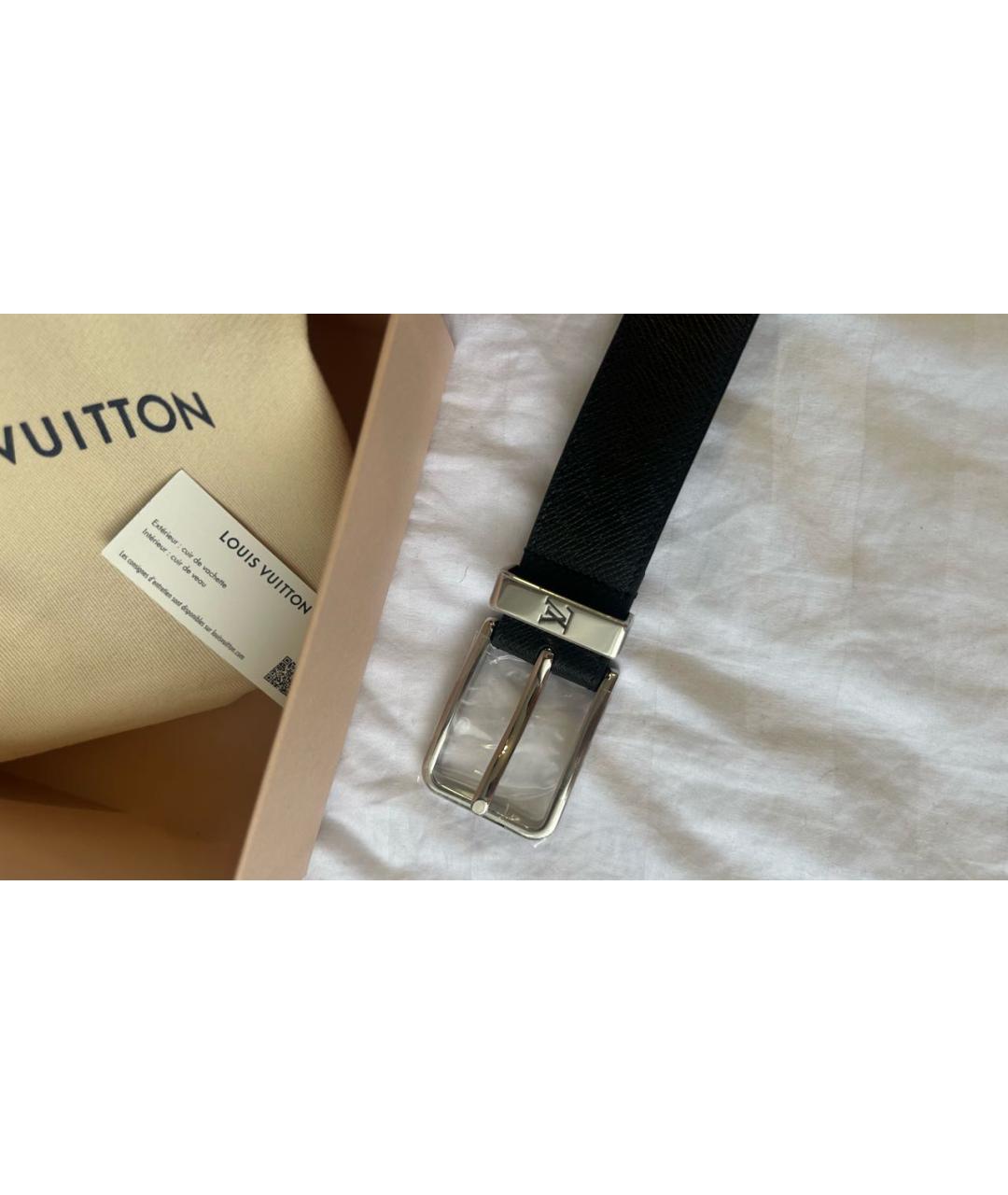 LOUIS VUITTON Черный кожаный ремень, фото 3