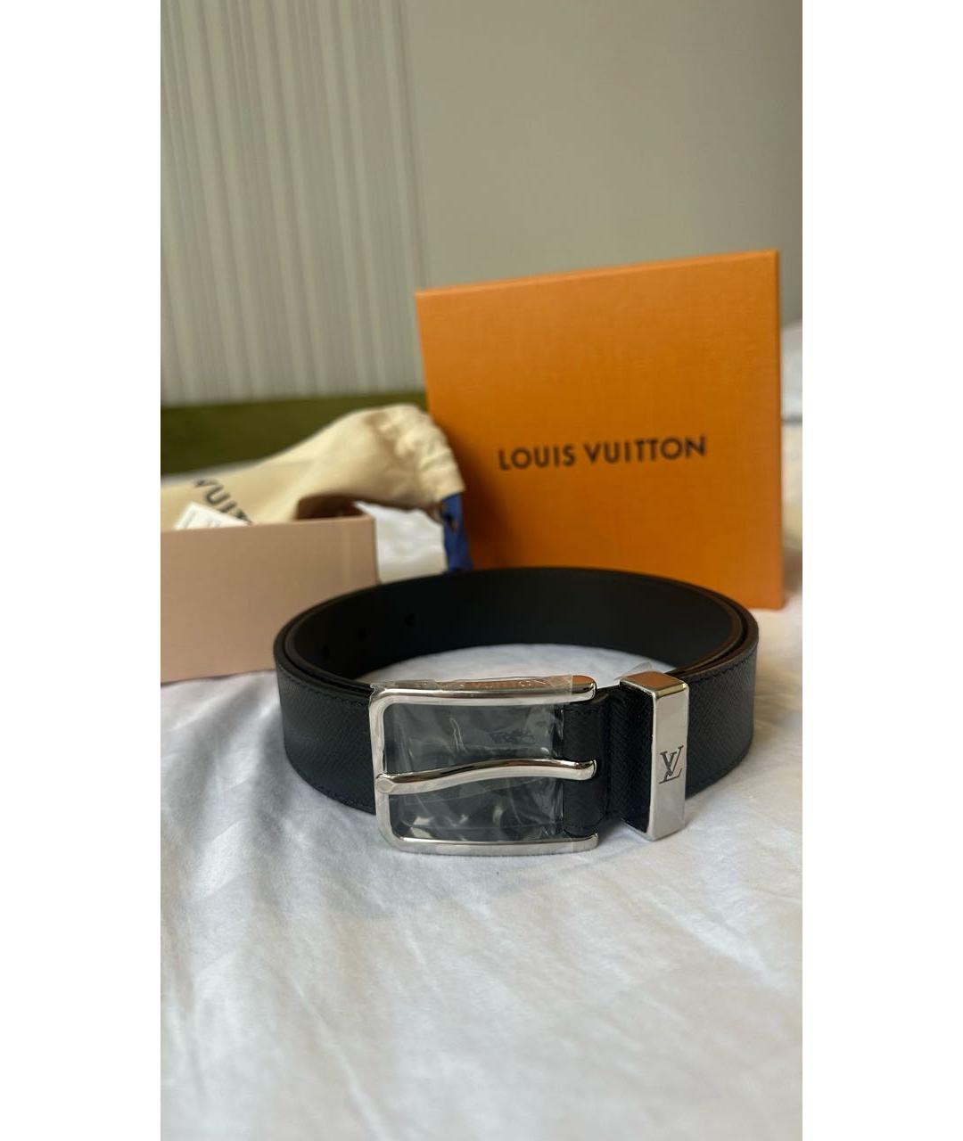 LOUIS VUITTON Черный кожаный ремень, фото 2