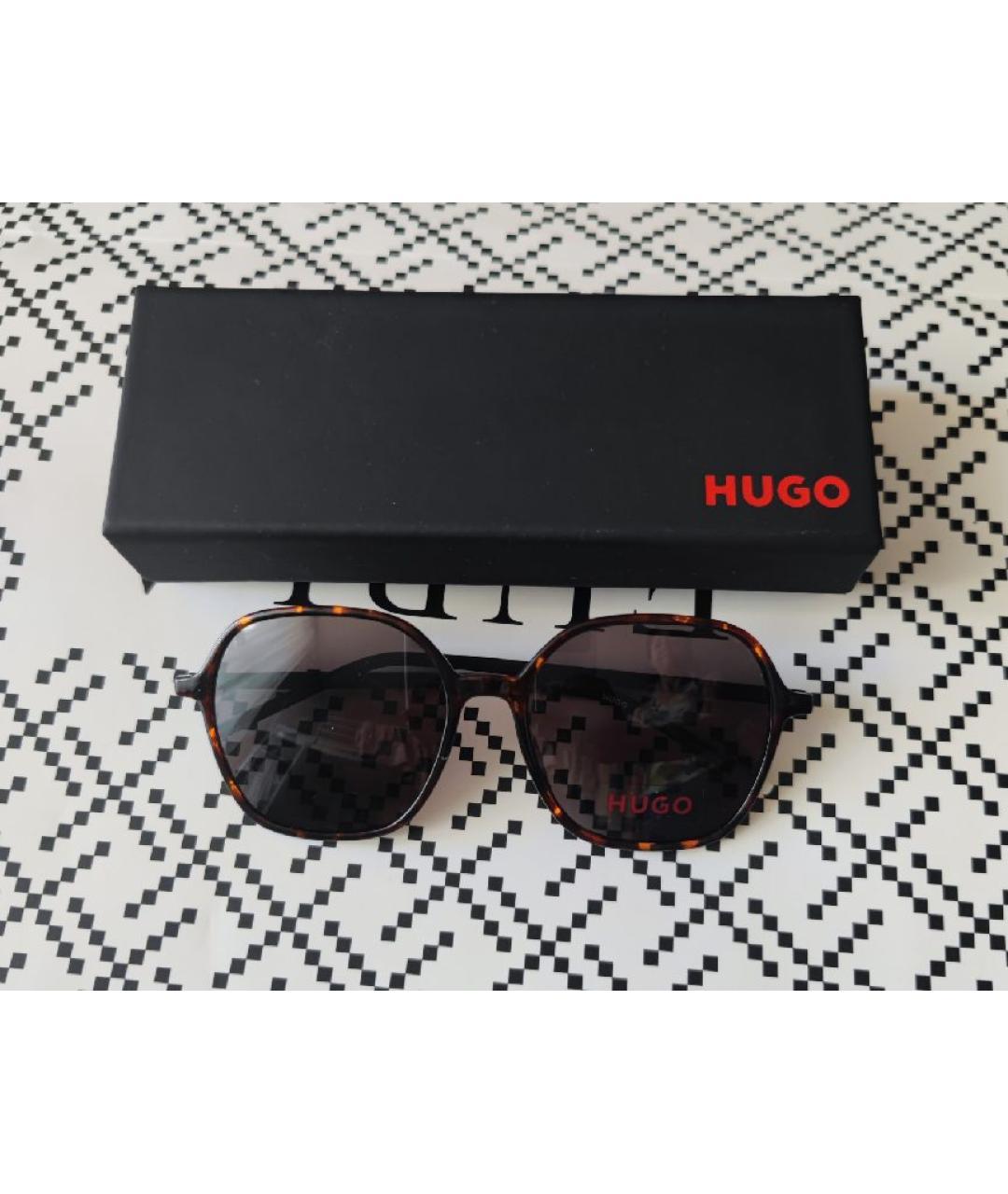 HUGO BOSS Коричневые пластиковые солнцезащитные очки, фото 6