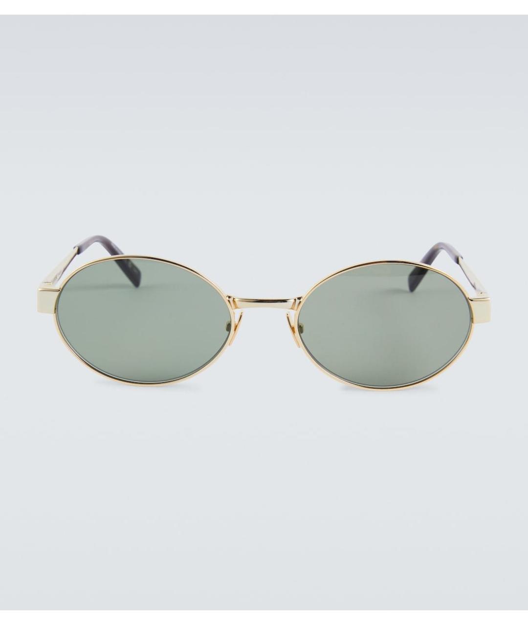 SAINT LAURENT Золотые металлические солнцезащитные очки, фото 3