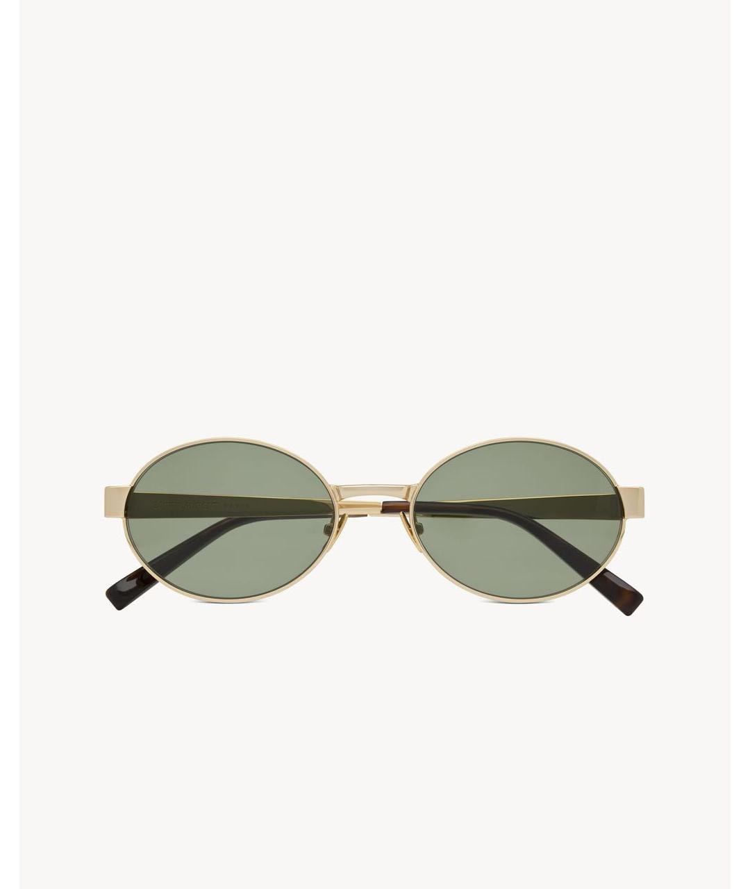 SAINT LAURENT Золотые металлические солнцезащитные очки, фото 2