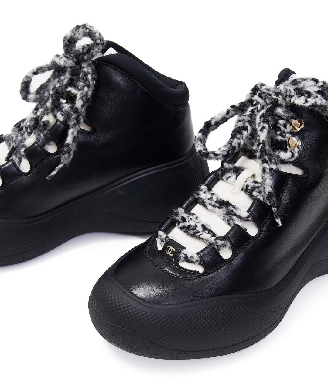 CHANEL Черные кожаные ботинки, фото 6