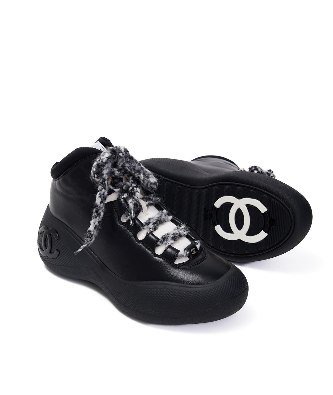 CHANEL Черные кожаные ботинки, фото 5
