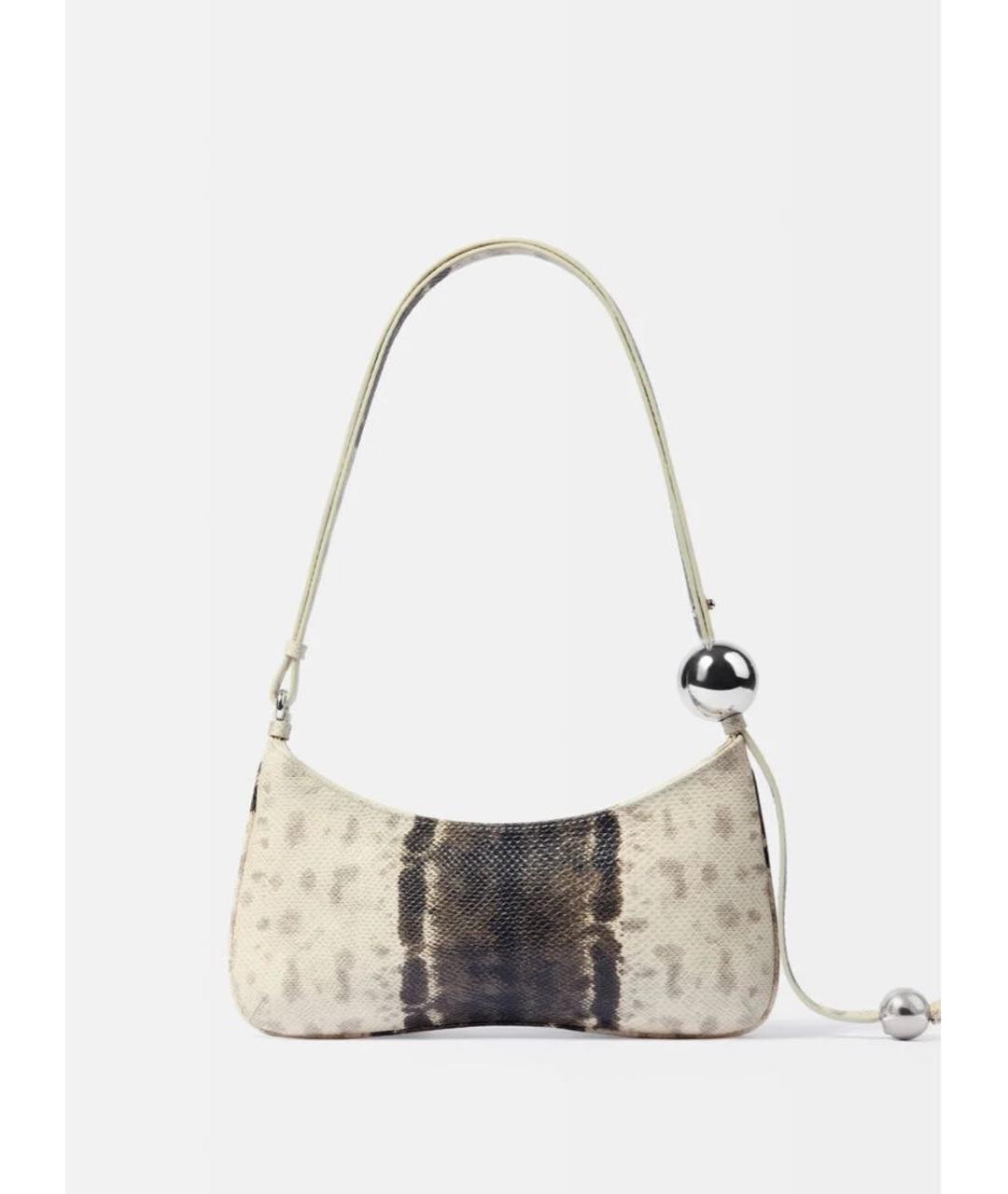 JACQUEMUS Бежевая кожаная сумка с короткими ручками, фото 4