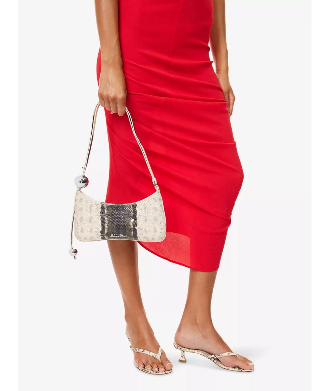 JACQUEMUS Бежевая кожаная сумка с короткими ручками, фото 5