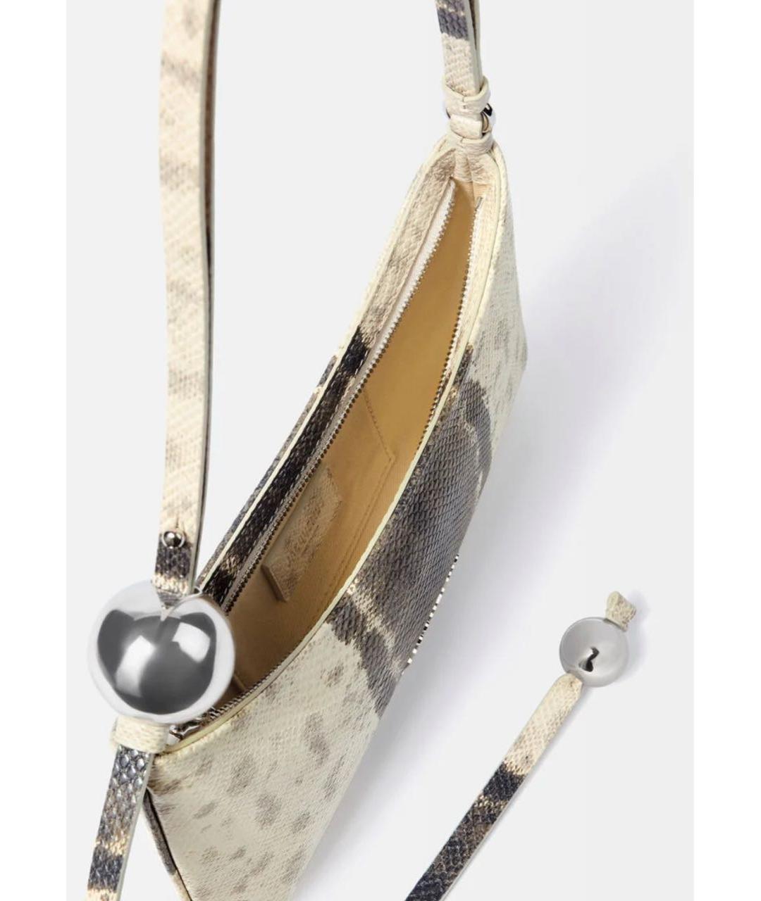 JACQUEMUS Бежевая кожаная сумка с короткими ручками, фото 2