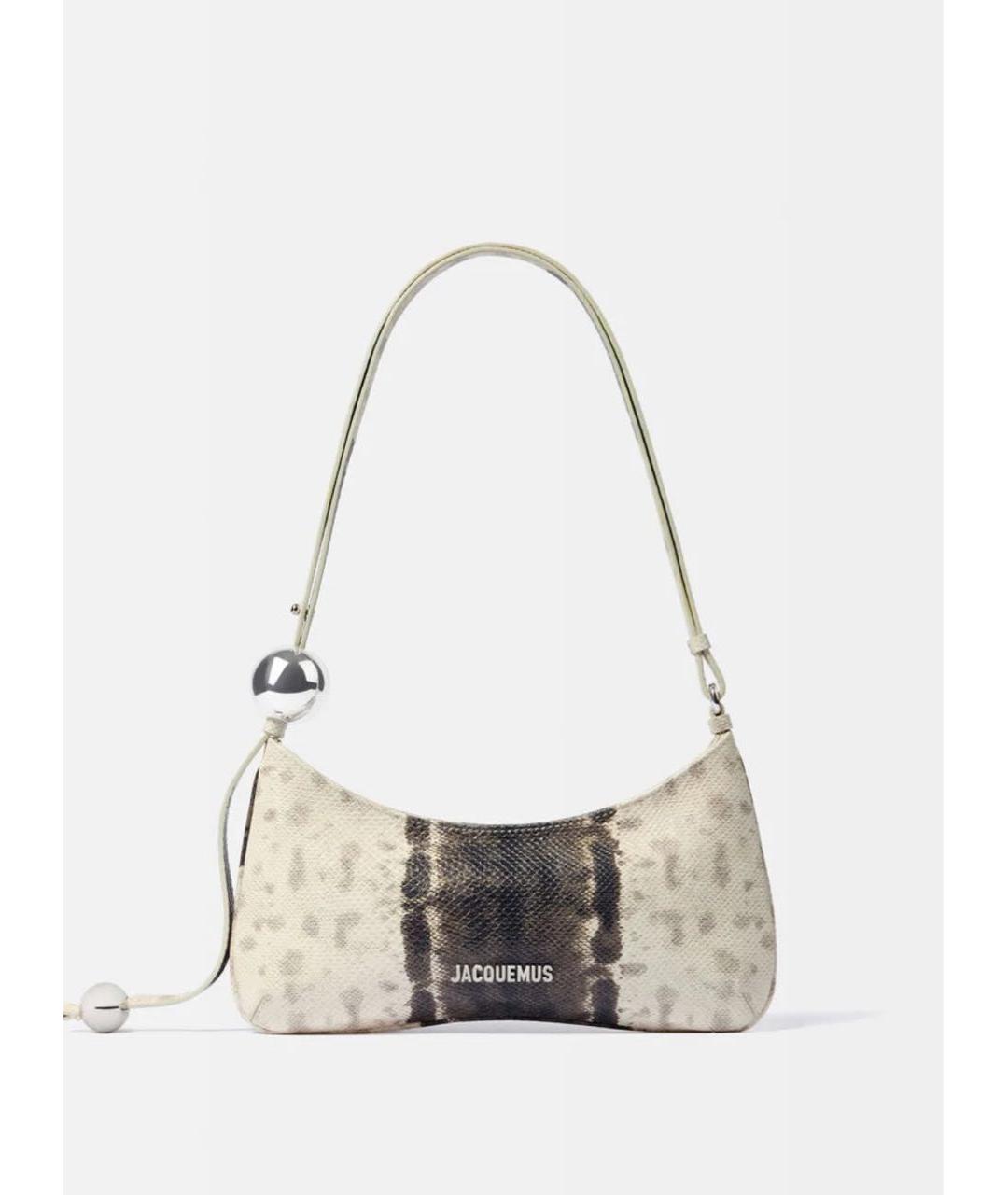 JACQUEMUS Бежевая кожаная сумка с короткими ручками, фото 6