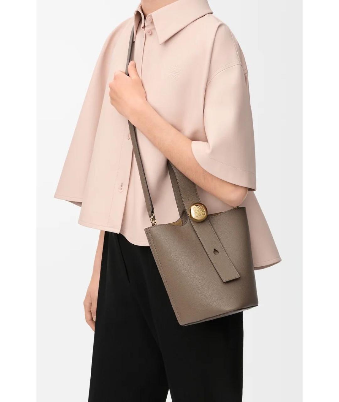 LOEWE Коричневая кожаная сумка через плечо, фото 2