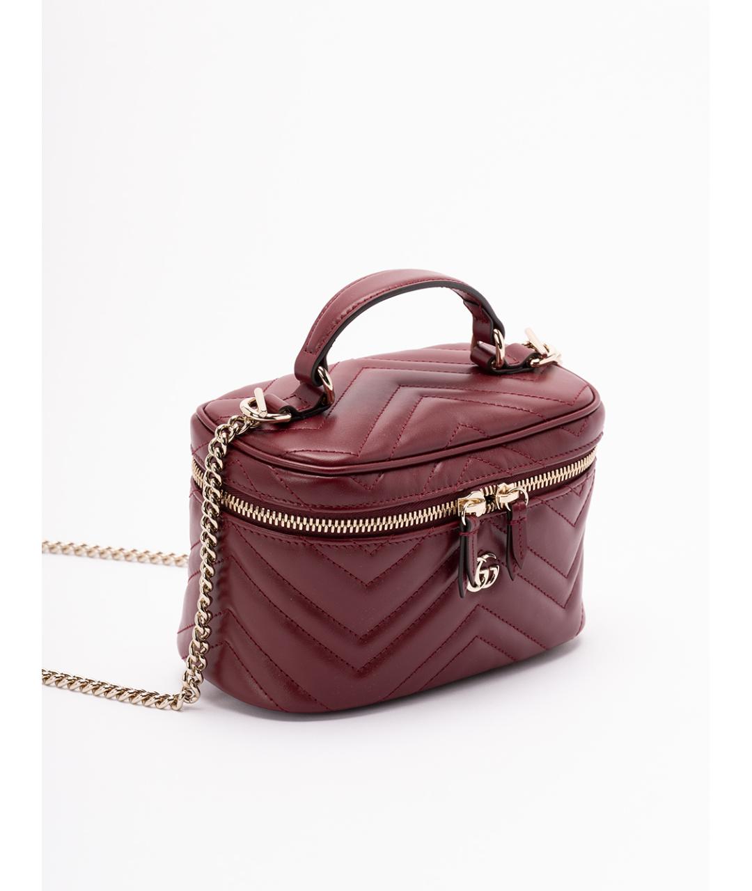 GUCCI Бордовая кожаная сумка с короткими ручками, фото 2