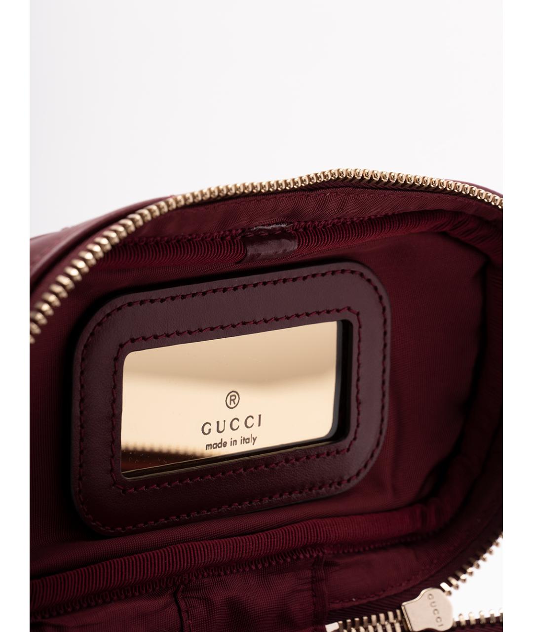 GUCCI Бордовая кожаная сумка с короткими ручками, фото 4
