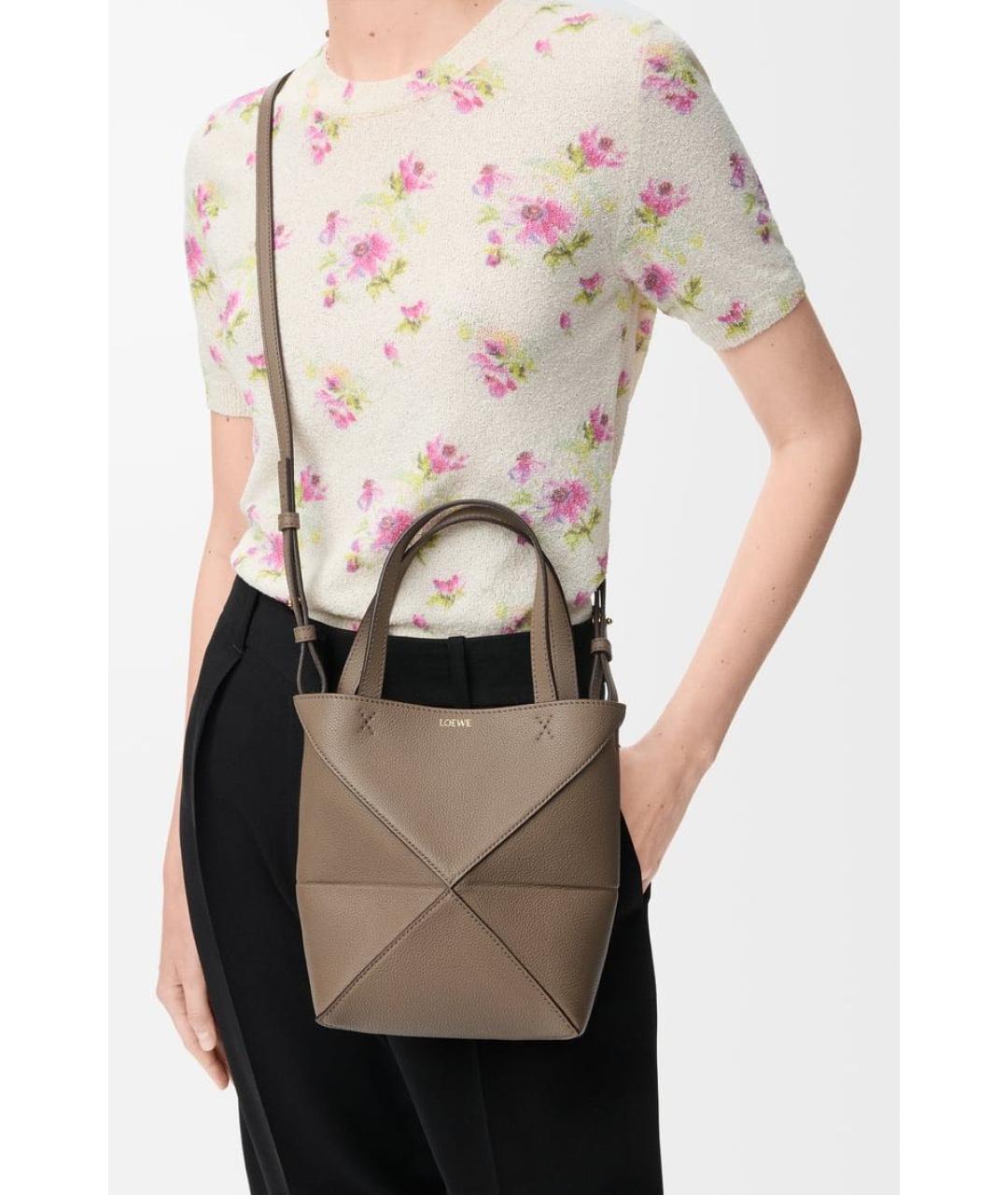 LOEWE Коричневая кожаная сумка через плечо, фото 2
