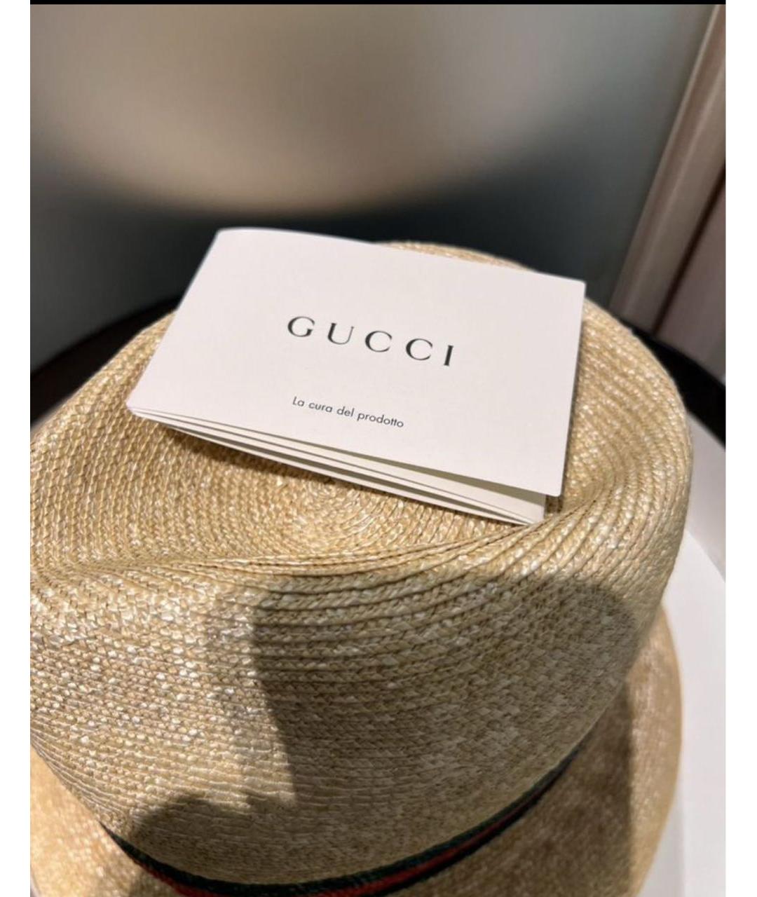 GUCCI Желтая соломенная шляпа, фото 3
